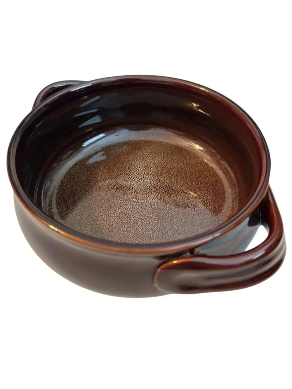 Nantucket Brown Ceramic Soup Bowl/ casserole dish With Handles - Microwave & Dis